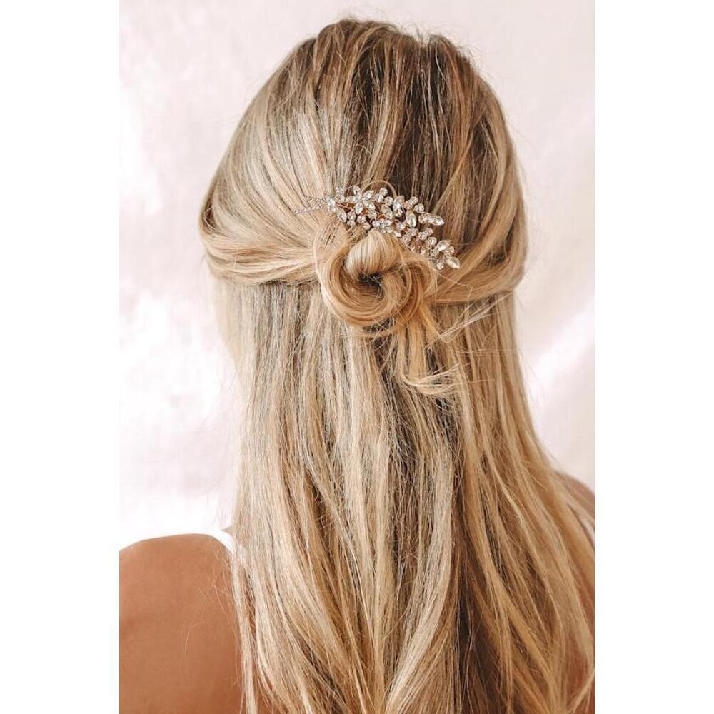 Lulus Perfect Finale Gold Rhinestone Barrette